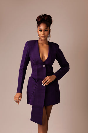 Alarombi by Shadiat – Aso Oke Cocktail Dress with Hand-Beaded Rose Detail